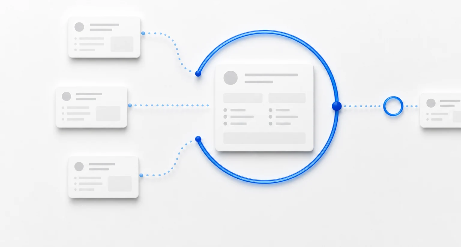 Several visit cards converge on a structured urgent care note with an open follow-up path.