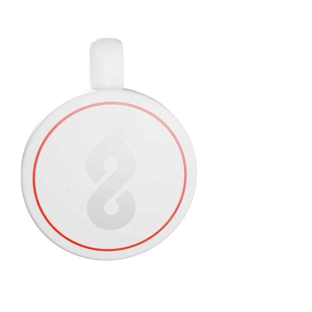 ChartScribe Pin wearable microphone viewed from the front.