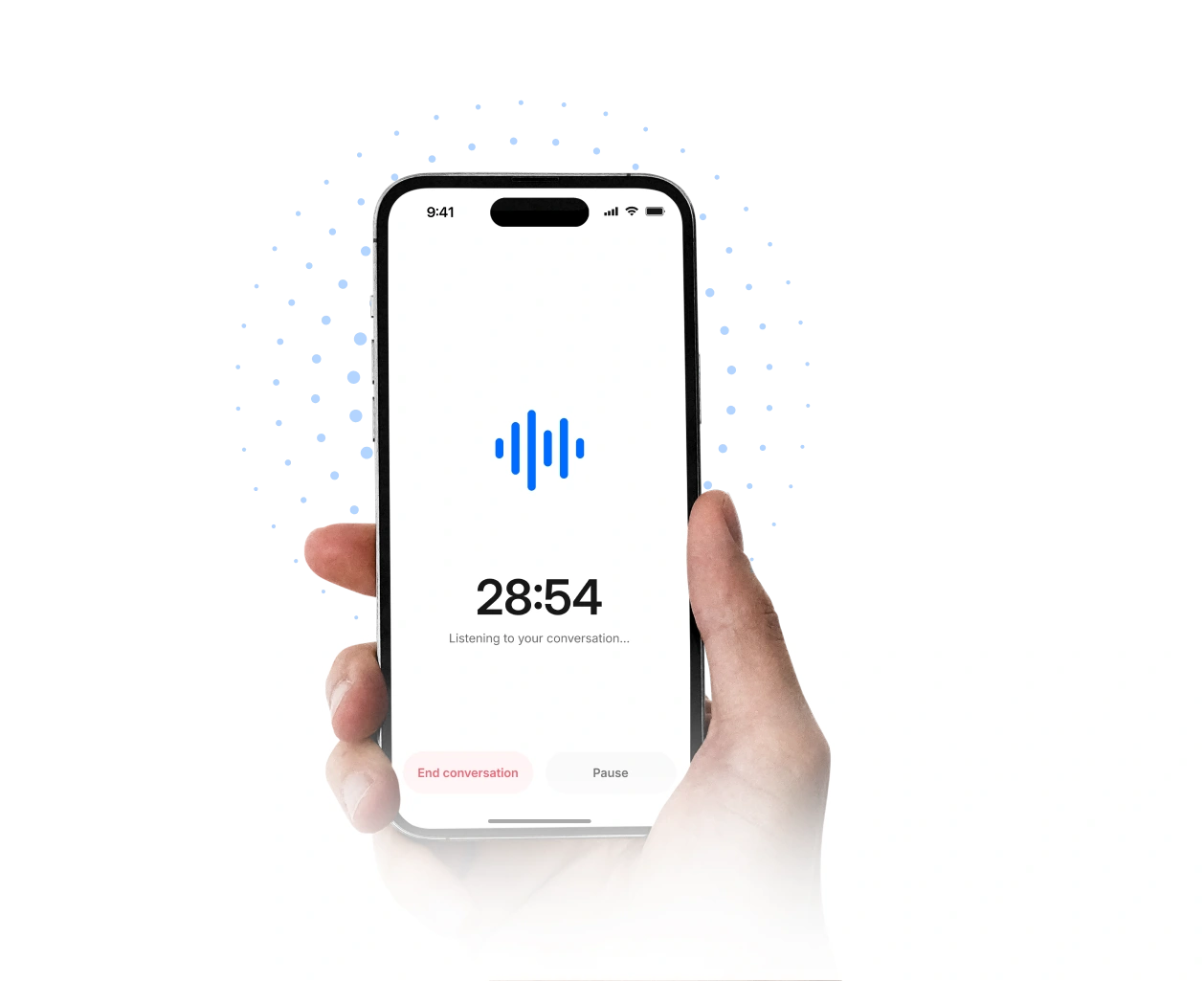 ChartScribe mobile app recording a patient conversation