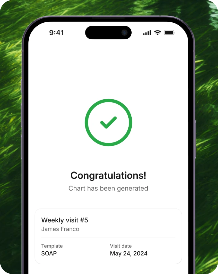 ChartScribe generating a clinical chart while a clinician works on the go