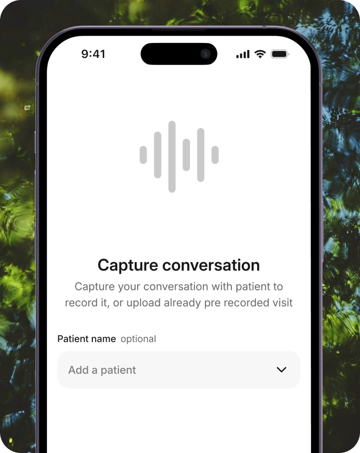 ChartScribe mobile workflow capturing a patient conversation