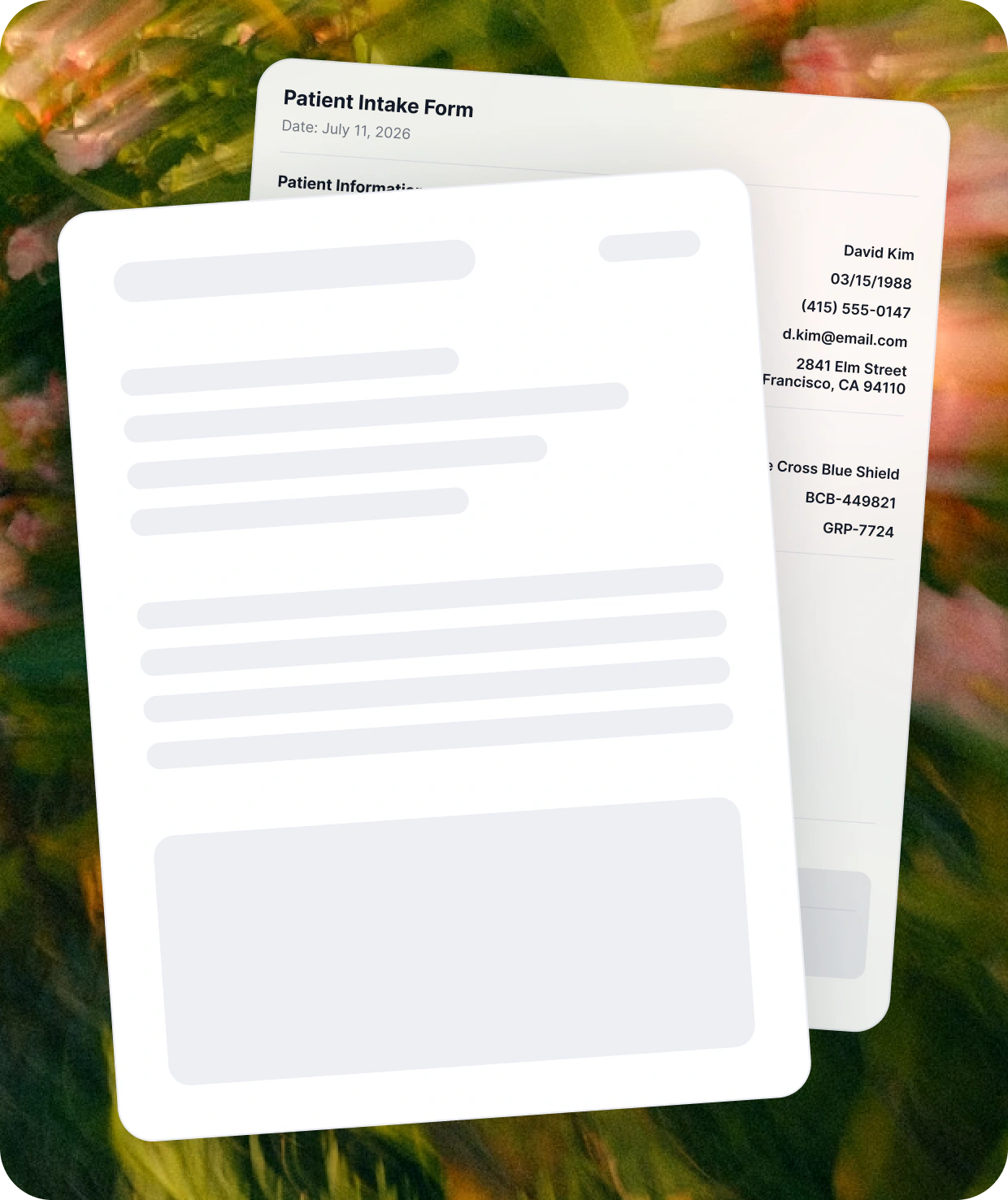 Patient intake template preview in ChartScribe