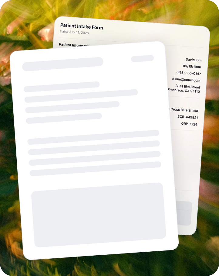 Patient intake template preview in ChartScribe