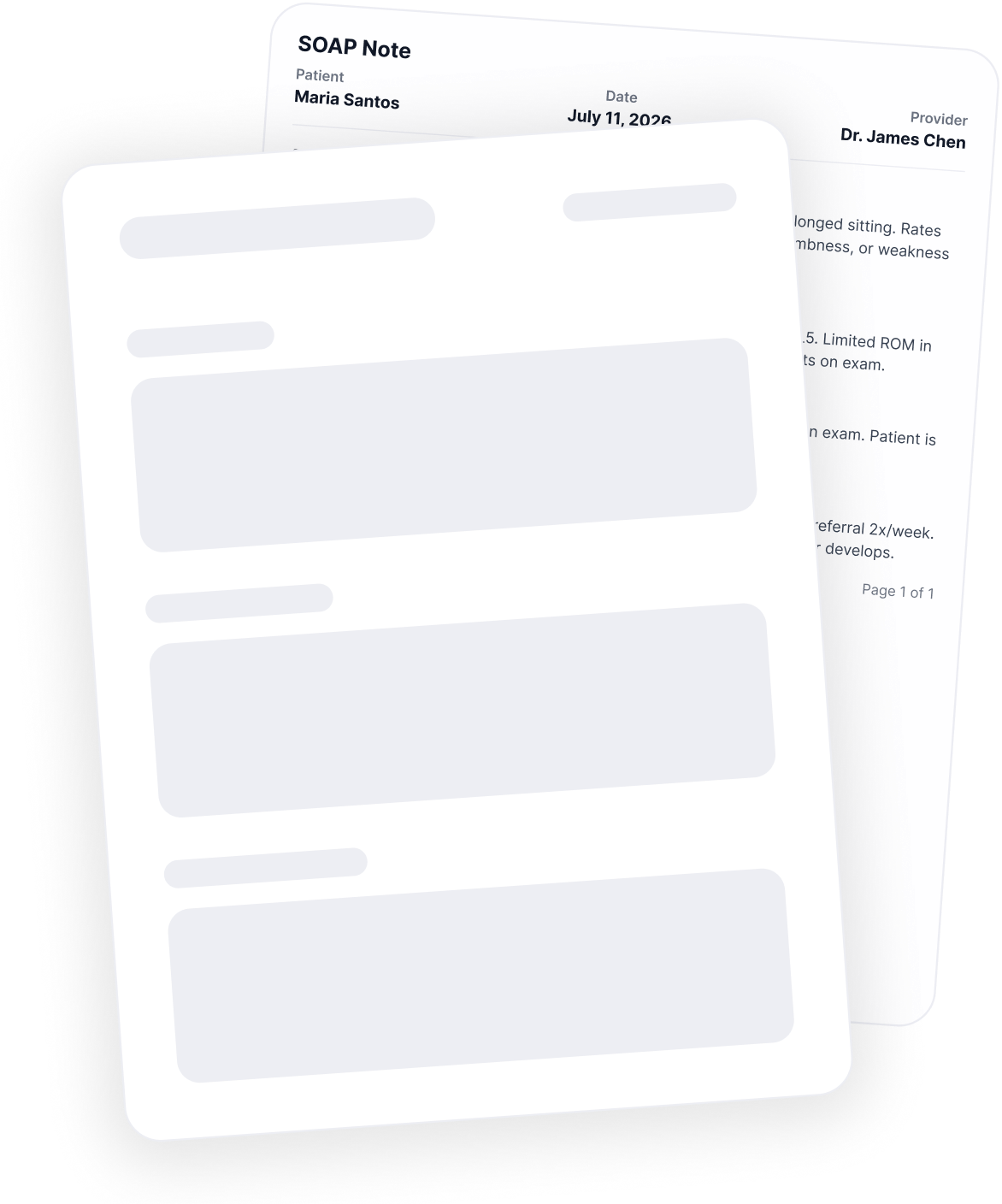 SOAP note template preview in ChartScribe
