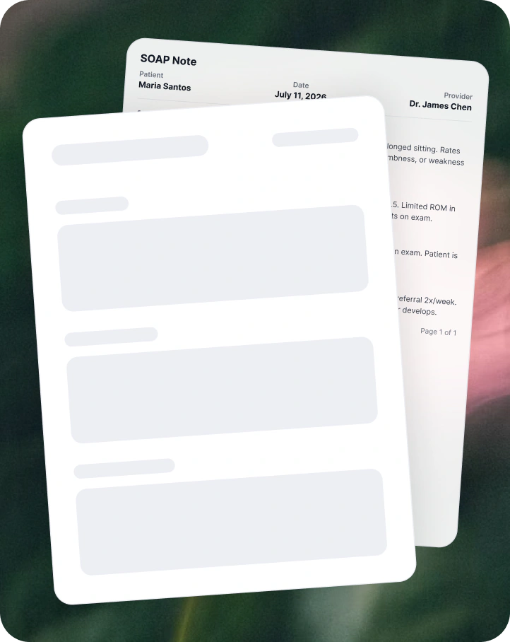 SOAP note template preview in ChartScribe